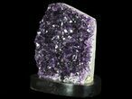 Amethyst Cluster with Calcite On Wood Base #66699-2